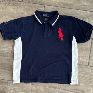 Ralph Lauren Polo Kids Navy Blue & White Polo Shirt with Red Logo
